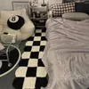 Carpet Checkered Carpets for Living Room Decoration Minimalist Imitation Cashmere Bedroom Bedside Mat Art Black White Anime Rugs Home 230721