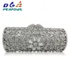 Evening Bags Clutchs Wedding Luxury Custom made Diamond Opal Flower Shape Women Gold Crystal Hard Metal Clutches bag 230721