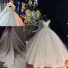 Luxury Sequined Glitter Ball Gown Wedding Dresses For Bride Sexy Off the Shoulder Dubai Arabic Princess Bridal Clowns Vintage Plus 258a