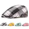 Bérets rouge Peaky Blinders Plaid été béret casquette hommes printemps 55-60cm réglable mince chapeau femme casquettes hommes