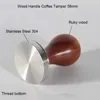 Gereedschap Borrey Espresso Koffie Tamper 58mm Roestvrijstalen Koffie Tamper Stand met Massief Houten Handvat Koffie Poeder Hamer Platte Rimpel