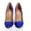 2019 Nowy styl Blue Diamonds Fashion Wedding Buty Wysokie Obcasy Party PROIDE Crystal Bow Buty 237J