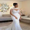 Designer 2021 Mermaid Weddding Dreses With Wrap Beading Crystal Lace Appliqued Sexy Bridal Gowns south African Plus Size Marriage 211D