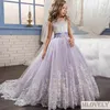 Robe de bal violette enfants robe de demoiselle d'honneur robes de soirée de mariage pour les filles âgées de 3 4 5 6 7 8 ans235L