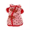 Odzież dla psa Pet Tang Suit Autumn and Winter Botton Wool Wymień ciepły wyściełany płaszcz Teddy Cat Sukienka Cheongsam Kurtka