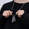 Choker Fashion Vintage Alloy Pendant Hip Hop rostfritt stålkedja enkel fjäderstil Lång tröja halsband för kvinnliga män smycken