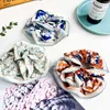 Koreli tatlı çiçek kumaş büyük scrunchie moda basit mizaç çizgili kenar çiçek scrunchie saç aksesuarları