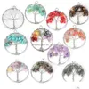 Charms 100st Natural Wire Wrap Tree of Life Healing Chip Stone Crystal Pendant 7 Chakra Halsband Kvinnor Män smycken Drop Delivery Fi Dhwz6
