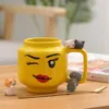 Werkzeuge Lächeln Gesicht Cartoon Milch Tee Tasse süße Getränk Freund Kaffeetasse Keramik Tasse Becher