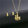 Collier Boucles D'oreilles Ensemble Famille Bébé Enceinte Fête Des Mères Cadeau En Acier Inoxydable Père Amour Maman Femmes Fille Fille Colliers Bijoux