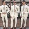 Men's Suits & Blazers Beige Blazer Pants Design Men Suit Groom Tuxedo Slim Fit Two Pieces Custom Wedding Prom Blazer1258y