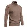 Suéter masculino suéter de algodão gola alta splice pulôver inverno qualidade moda quente preto coreano