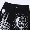 Hommes Shorts Skulls Evil Print Jeans Pour Hommes Goth Streetwear Y2k Jean Vêtements Femmes Baggy 2023 High Street Man Pantalon Pantalon 230721