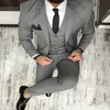 High Quality Two Buttons Gray Wedding Groom Tuxedos Notch Lapel Groomsmen Men Formal Prom Suits Bridegroom Jacket Pants Vest317a