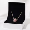 Nouveau 18K lèvre baiser pendentif collier disque brillant ZC zircon or rose chaîne de perles romantique adapté au style Pandora original girly cha242q