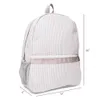 Designer-Gray Seersucker Sac à dos Whole Blanks Seersucker Coton Tissu Fermeture à glissière Enfants Cartable Livre Doux Sac À Dos DOM02872