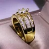 Sparkling Victoria Luxury Jewelry 925 Sterling SilverGold Fill Marquise Cut White Topaz CZ Diamond Gemstones Women Wedding Band R266i