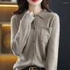 Damesbreien M-XXL Trendy Fashion Rapel Pure Wool Ladies Sweater 2023 Gebreide vest kasjmier met lange mouwen Spring en herfst