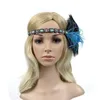 Haar Accessoires Zwart Strass Kralen Pailletten Band 1920 s Vintage Gatsby Party Hoofddeksel Vrouwen Flapper Feather Headband218L