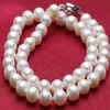 Köp pärlor smycken 9-10 mm nästan felfri vit cirkel av naturligt havsvatten pärlhalsband 18 tum mest lämpliga gåvor pärlstav n343w