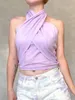 Vrouwen Tanks Cami Criss Cross Tank Zomer Tops Sexy Mouwloos Halter Hals Top Effen Kleur Crop Bandage Vest Vrouwelijke uitloper Outfits 230721