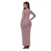 Casual Dresses YMING Women Dress Maxi Long Sleeve Turtleneck Evening Party Sexy Club Bodycon Lady Vestidos