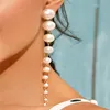 Stud NINGW bijoux coréens élégants perles simulées longues boucles d'oreilles pour femmes Vintage blanc rond perle cadeau de mariage 230721