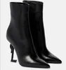 الشتاء الفاخر العلامة التجارية الفاخرة Opyum في الكاحل أحذية Womrn أسود بيج العجل الجلود المدببة اصبع القدم Martin Booties Lady High Heel Party Boot EU35-43 مع Box