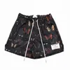 Designer Short Fashion Casual Clothing American Royoko Rain Fashion Brand Casual Sports Shorts High Street Unisex Mesh Quick Dried Butterfly 3/4 Pants