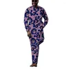 Men's Tracksuits Nigerian Style Long Sleeves Sets Modern Design Print Male Pant Suits African Fashion Wedding Party Wear