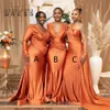 Afrikansk plus size sjöjungfru brudtärna klänningar nigeria flickor sommar bröllop gästklänning sexig v hals lång piga av hedersklänningar2821