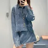 Top -Seller -Modepockt mit Briefaufkleber Frauen -Denim -Shorts -Jacke Anzug Hosenrock S m l