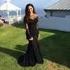 2021 Sexy Jewel Neck Black Avondjurken Dragen Kant Applicaties Crystal Beaded Mermaid Lange Mouwen Partij Jassen Modest robe de soir271I