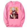 Felpe con cappuccio da uomo Felpe con cappuccio Jujutsu Kaisen Uomo Donna Gojo Satoru Felpa con cappuccio grafica anime Allentato Oversize Girocollo Abbigliamento sportivo Moletom Unisex