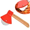 Baking Pastry Tools Stainless Steel Axe Pizza Cutter Wheel With Bamboo Handle Home Kitchen Waffle Cutting Tool Red Black Xbjk2106 Dhsao