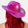 Beret Style Western Feel Cowboy Hat z oszołomionym kolorem Cowgirl Big Brim Prom Party Akcesoria