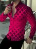 Chemises habillées pour hommes Chemise de soirée formelle pour hommes Matériau de haute qualité Revers à carreaux Bleu Violet Vert Rouge Outdoor Street Fashion Designer 230721