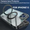 Invólucro para iphone 15 14 13 12 pro max plus caso 360 proteção da câmera de tela cheia metal girar kickstand suporte do carro casos magnéticos de carregamento