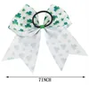 15pcs / lot 7 Meisjes Glitter Clover Lint Cheer Bow Met Elastische Band Handgemaakte Patchwork St Patrick Haaraccessoires310J