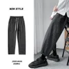 Privathinker Korean Men's Striped Harem Pants Streetwear Manカジュアルルーズズボン日本人男性ブラックグレーパンツプラスサイズ264D