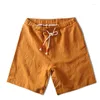 Männer Shorts Sommer Männer Casual Kurze Männliche Baumwolle Leinen Plus Größe XXX 5XL 6XL 7XL Reithose Kordelzug Elastische Taille bermuda