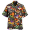 Herren-Freizeithemden, Hawaii-Hemd, Motorfahrzeug, 3D-gedruckt, modisch, Top, Strand, 5XL