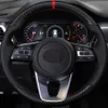Araba Direksiyon Simidi Kapağı DIY karbon fiber siyah deri Kia K5 Optima 2019 CEED 2019 FORTE CERATO AU 2018328F