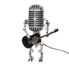 Lampes de table lampe de bureau veilleuse USB charge ornement Vintage Microphone Robot avec guitare Figurines en métal décoration intérieure de la maison