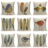 Schattige vogelkussenkussen kussensloop van hoge kwaliteit bedrukt linnen gooi auto bankje home decoratief textiel customed240p