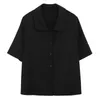 Polos femminile 2023 Fashion Spring/Summer Retro Collar Black Shirt Short Short Top Top Sti