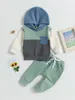 Ensembles de vêtements bébé garçon S ensemble mignon contraste couleur sweat à capuche et pantalon avec poche tenues d'été né