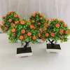 Decorative Flowers Simulation Orange Tree Eco-friendly Artificial Potted Bonsai Plant Lightweight For Office