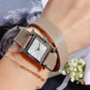 Classic 26mm Women Quartz Watch Heure Two Layer Genuine Leather Square Digital Dial Wristwatch For Lady Zircon Sapphire Clock2762