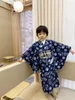 Ethnische Kleidung Japan Traditionelle Samurai-Robe mit Obi Jungen Cosplay Kostüm Kimono Karneval Party Bühne Performance Pografie Zuhause